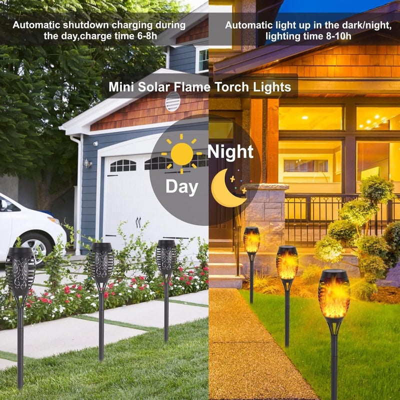 RIDALUX Solar Lights Outdoor, 8Pack Solar Torch Light with Flickering Flame for Garden Decor, Waterproof Outdoor Lighting Landscape, LED Flame Torches for Outside Patio Pathway Yard Decorations - Image 4